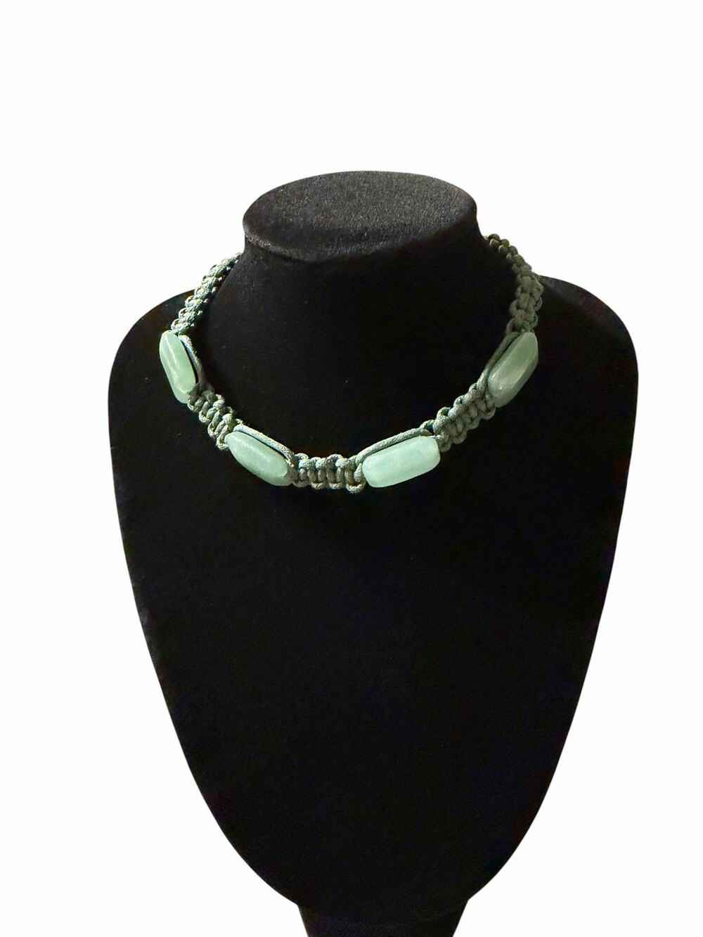 Free People Sweet Carolina Green Jade Macrame Choker Necklace Boho NWT